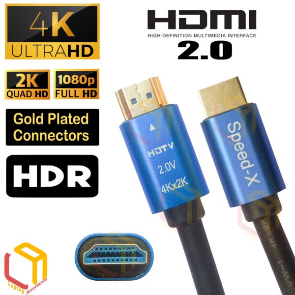 4K HDMI Cable High Speed HDMI 2.0 Cable with Ethernet 18 Gbps, 4K/60Hz 3D For Monitor, Projector, TVs & Display, Blu-ray, PS4, PS3, PC