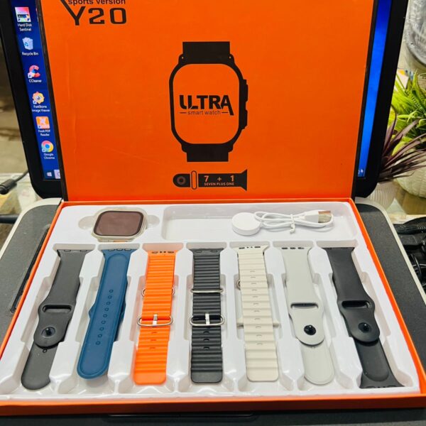 Y20 Ultra Smart Watch With 7 Straps 49mm Large Screen Wireless Charging Waterproof Watch